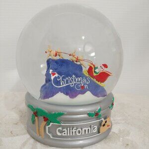 California Christmas Santa On A Sleigh W/Reindeers Globe 5"Xx4"